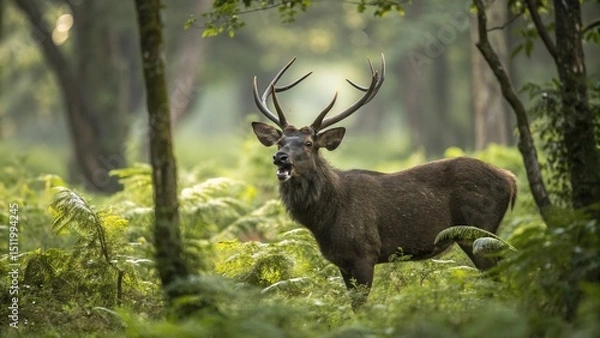Fototapeta elk in deep woods
