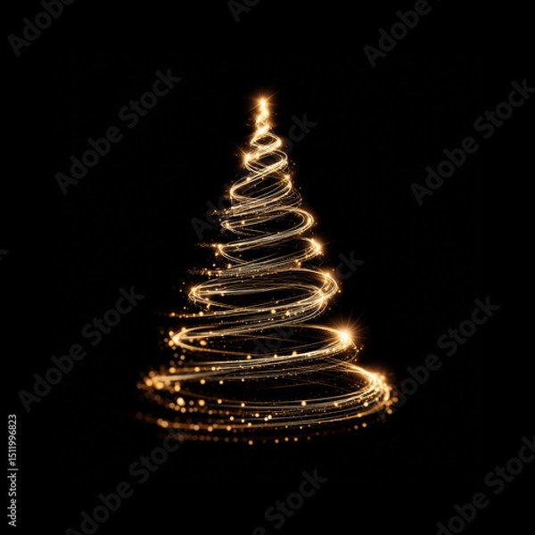 Obraz Glowing Christmas tree on black