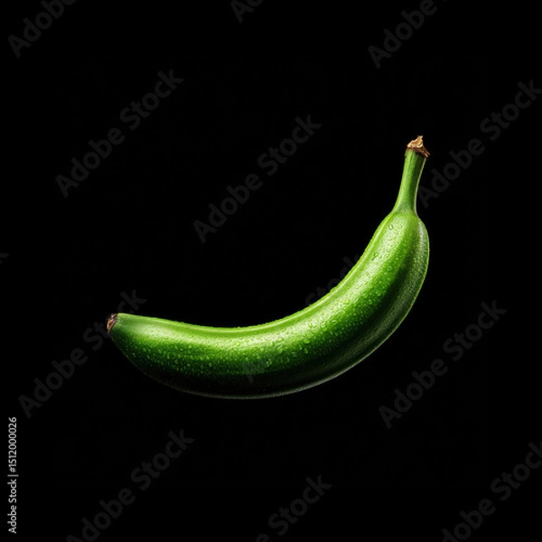Fototapeta Fresh green banana on a dark background