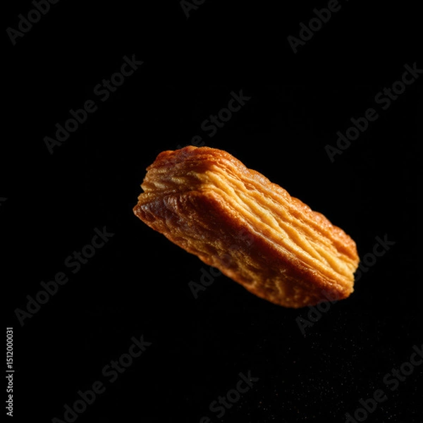 Fototapeta Flaky pastry on a black backdrop