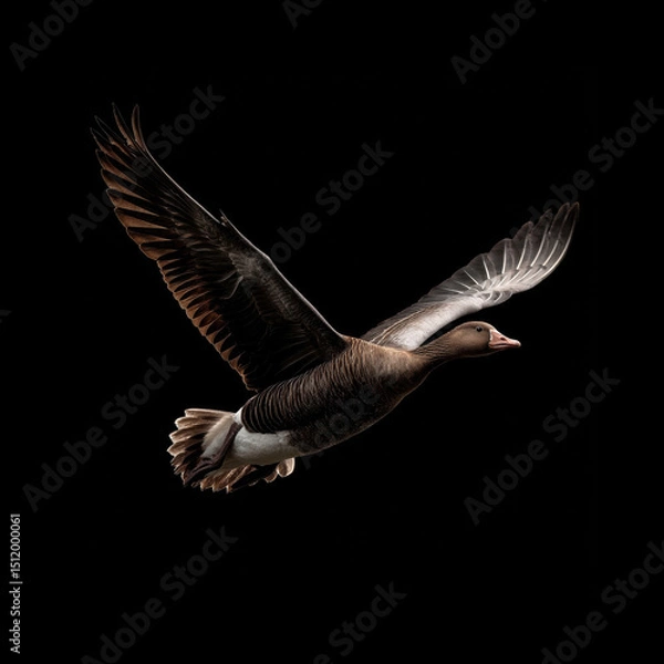 Fototapeta Duck gliding gracefully against a dark backdrop