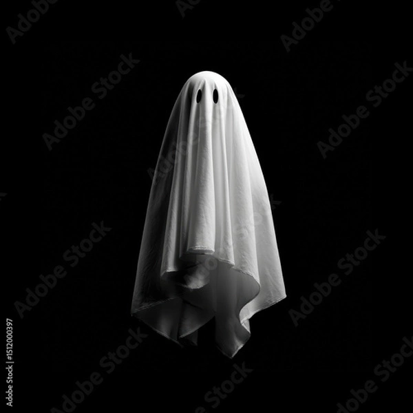 Fototapeta Ghost figure covered with a white sheet at night