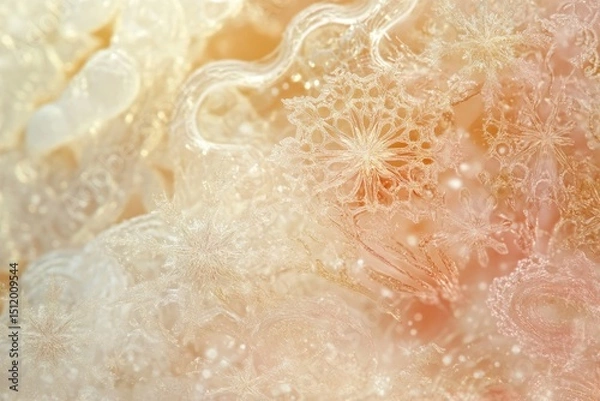 Obraz Intricate snowflake pattern on soft beige background creating a delicate winter texture