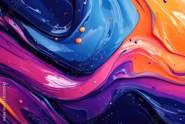 Fototapeta Vibrant abstract paint swirls in colorful fluid art design