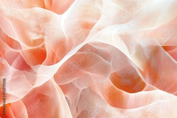 Fototapeta Elegant abstract waves of soft beige and pink curves with subtle shadows