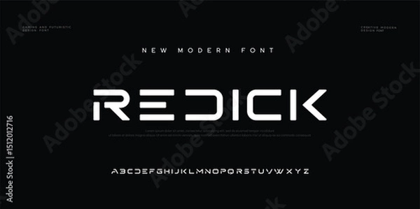 Obraz Creative font. Modern abstract digital tech font. Logo creative font, type, technology, movie, digital, music, movie. Fonts and illustration in vector format.