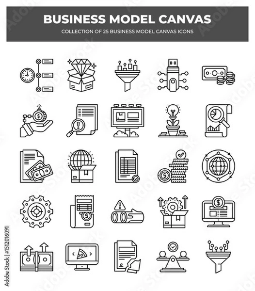 Fototapeta Business Model Canvas Icons: A Strategic Planning Guide