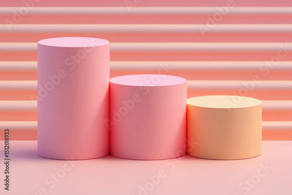 Obraz Three cylinders of different heights in pastel colors