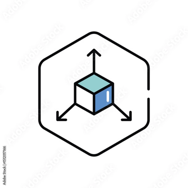 Fototapeta Three Dimensional Object vector icon stock illustration