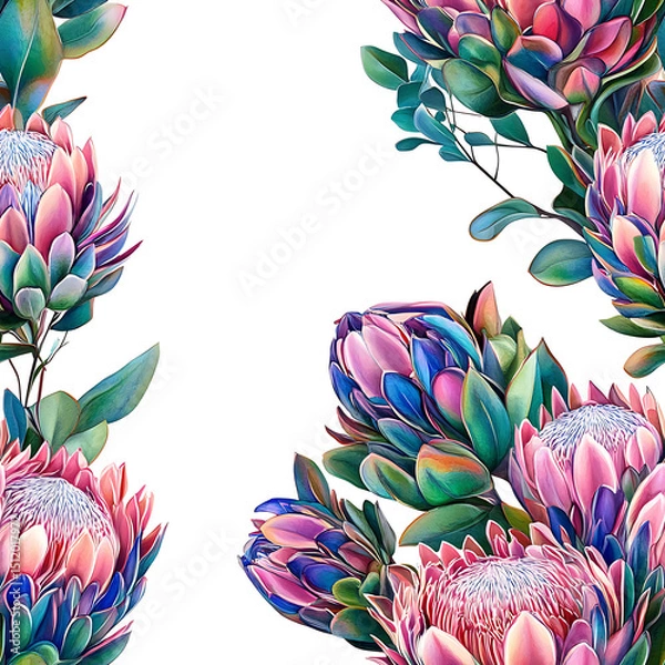 Obraz Elegant and Unique Floral Illustrations: Isolated Bouquets, Wreaths, and Botanical
