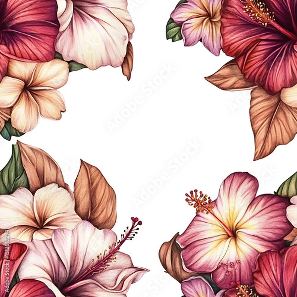 Obraz Elegant and Unique Floral Illustrations: Isolated Bouquets, Wreaths, and Botanical