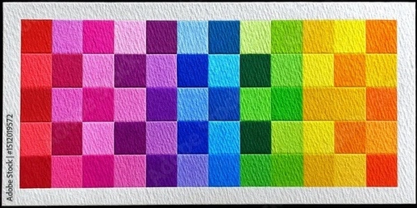 Fototapeta A color test page with CMYK squares printed in high fidelity
