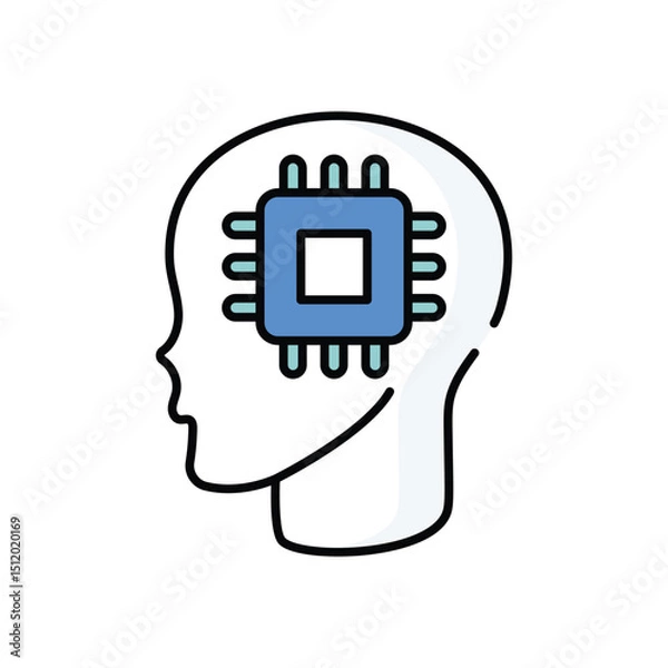 Obraz Brain Processor vector icon stock illustration