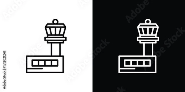Fototapeta Flight Control tower icon. Simple element illustration. outline and flat symbol design