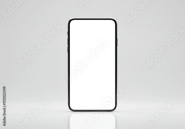 Fototapeta Smartphone with blank screen isolated on white background. mockup for app promotion, website display.