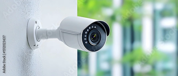 Obraz Outdoor Security Camera Mounted On Wall