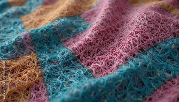 Fototapeta Colorful fabric texture with intricate patterns