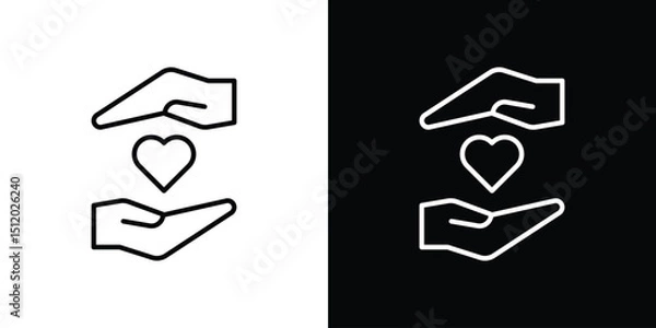Fototapeta Heart and hands icon. Simple element illustration. outline and flat symbol design