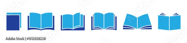 Obraz book icon set education study reading learning language skill sign symbol line pictogram vector illustration design flat graphic design