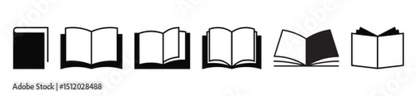 Fototapeta book icon set education study reading learning language skill sign symbol line pictogram vector illustration design flat graphic design