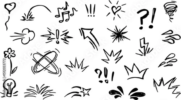 Obraz Comic Cartoon Doodle Elements Drawing Vector Set