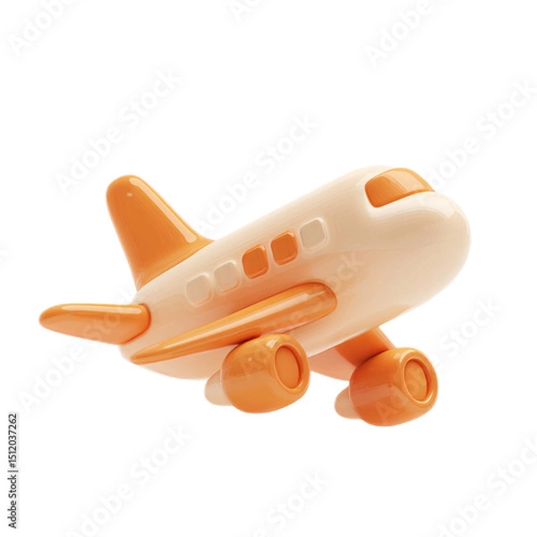 Obraz Bright Orange Toy Airplane for Kids, Ideal for Playtime and Educational Activities, Encouraging Imagination and Creativity in Children