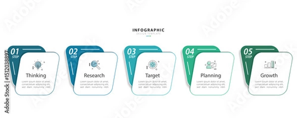 Fototapeta Infographic template. 6 Step timeline journey, Flat simple infographics design template. presentation graph. Business concept with numbers 6 options or steps vector illustration.