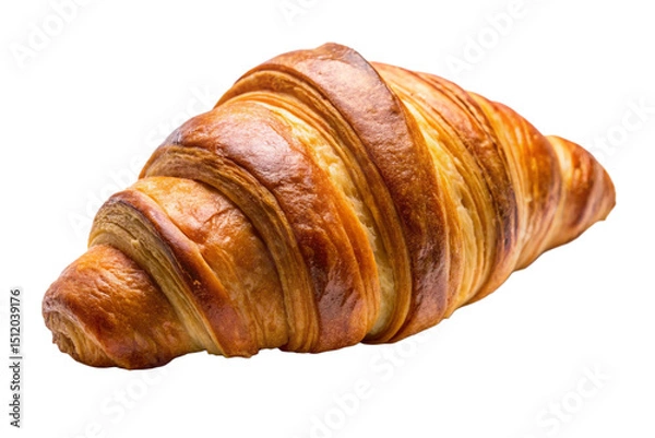 Fototapeta Flaky Buttery Croissant with Golden Crust Isolated on Transparent Background