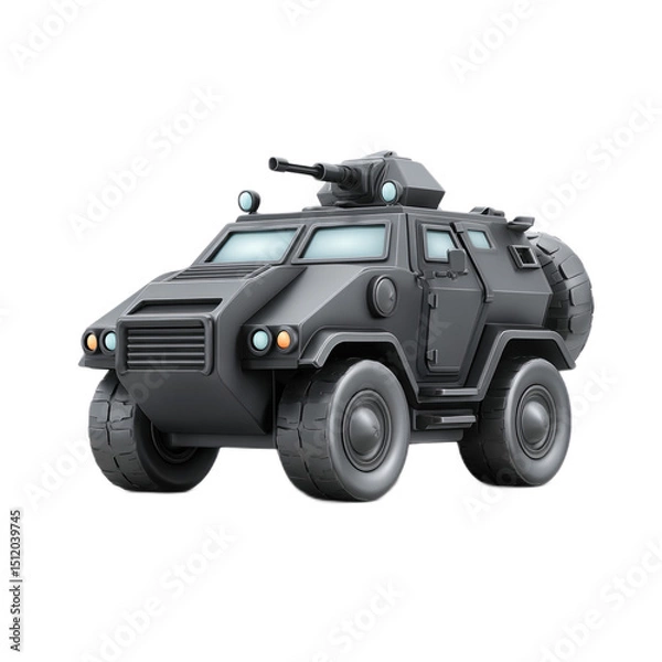 Obraz Realistic black armored vehicle illustration with turret design suitable for military concepts, digital artwork or defense scenarios in various uses