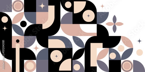 Obraz Modern Abstract Geometric Pattern background banner design in Neutral Tones.Neo geo style geometric design. For backgrounds, promotional materials, banners, packaging, textiles,branding.Vector