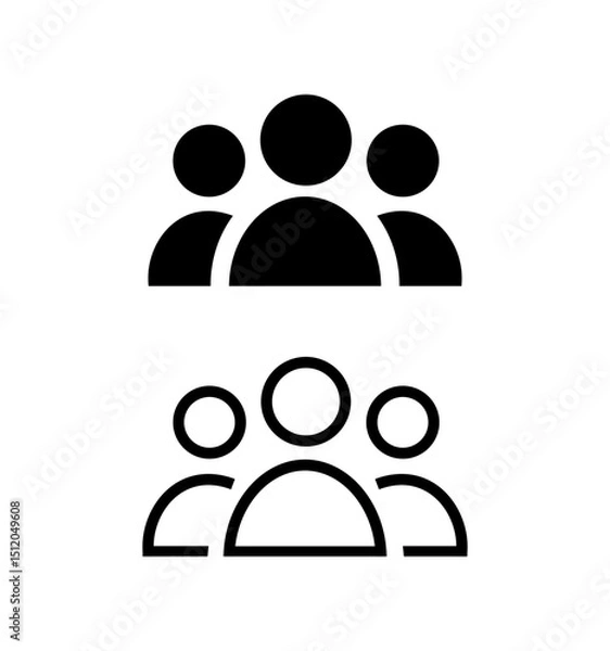 Obraz People flat icon. Simple vector illustrations. Line icon and filled icon. Team profile sign on white background