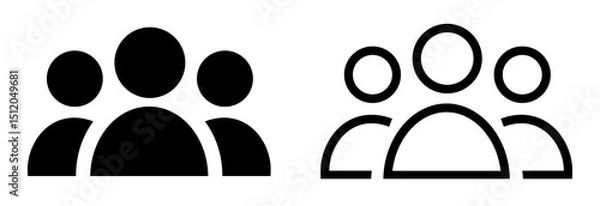 Obraz People flat icon. Simple team profile illustrations. Line icon and filled icon. Group profile signs