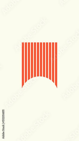 Fototapeta Minimalist abstract artwork featuring a red stripes rectangle with a cream background. A simple yet modern design evoking calm, space, and subtle texture.