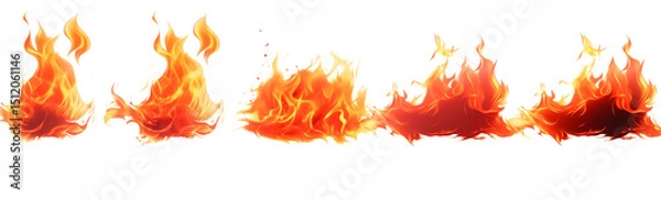 Fototapeta Fiery Flames: A Collection of Abstract Fire Graphics isolated on transparent background png