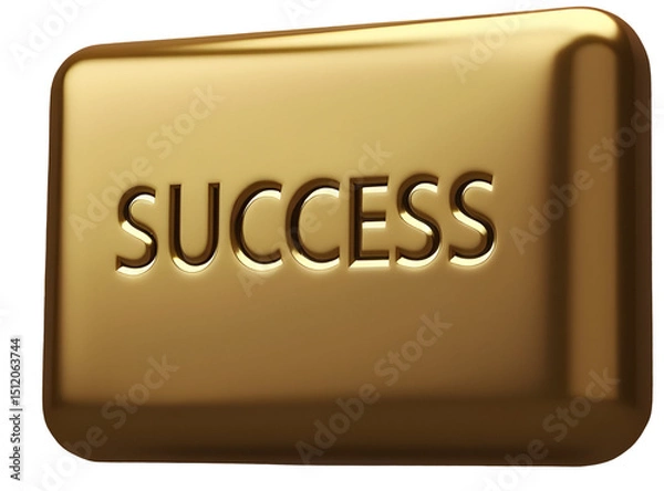 Fototapeta Golden bar with word success engraved, symbolizing achievement and prosperity
