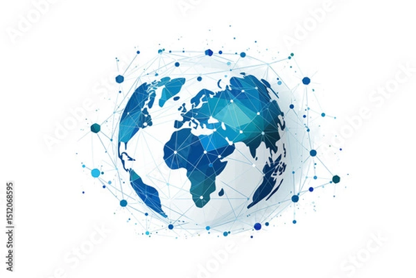 Fototapeta Global Connectivity: Abstract World Map Design isolated on transparent background png