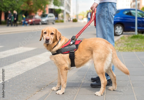Obraz Guide dog is helping a blind man