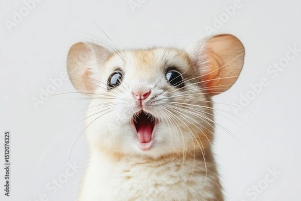 Obraz A Cute Surprised Hamster with Open Mouth Against a Light Background: A Snapshot of Adorable Rodent Emotions