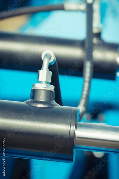 Obraz Piston or actuator as part of hydraulic and pneumatic mechanism in machine. Technology