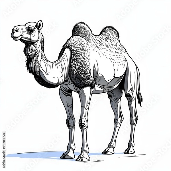 Fototapeta A camel is standing in the desert. 