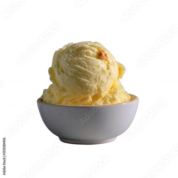 Obraz Creamy vanilla ice cream in a white bowl, perfect for summer desserts or as a sweet treat to enjoy any time.