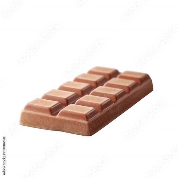 Obraz Delicious chocolate bar isolated on a white background, showcasing its rich texture and appealing design, perfect for sweet treats and dessert options.