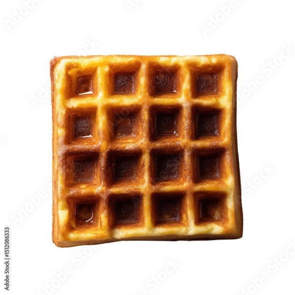 Obraz Delicious golden-brown waffle with a crispy texture, perfect for breakfast or dessert. Ideal for food photography and culinary illustrations.