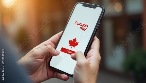 Obraz Celebrating canada day through mobile engagement canada digital interaction urban setting user perspective national pride