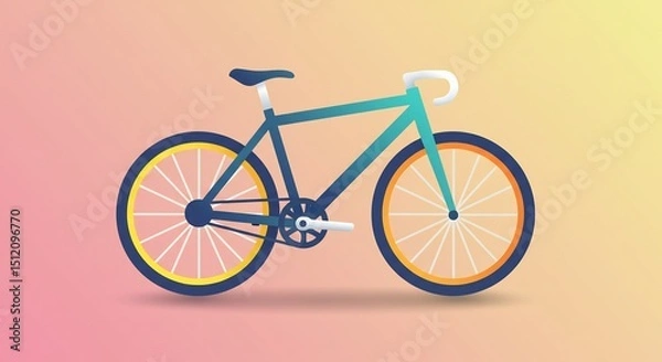 Fototapeta Teal and Orange Pixel Art Bicycle Illustration