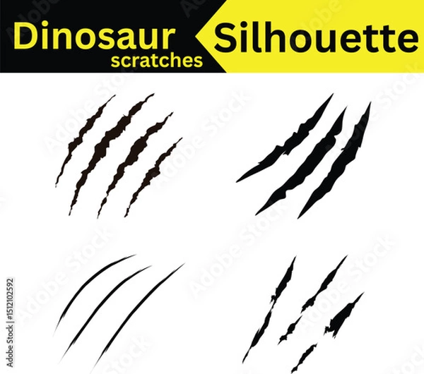 Fototapeta Dinosaur Claw Scratch Marks Silhouette Vector Set