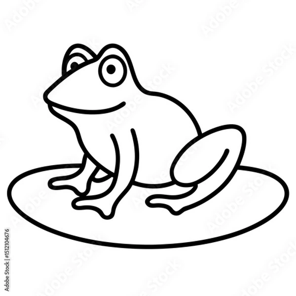 Fototapeta Frog on lily pad line art vector illustration 