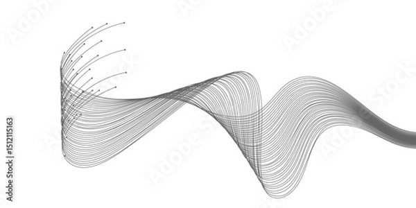 Obraz Abstract flowing dynamic wavy lines isolated on transparent background. Digital motion element for design technology background.