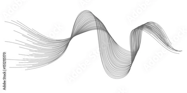 Obraz Abstract flowing dynamic wavy lines isolated on transparent background. Digital motion element for design technology background.