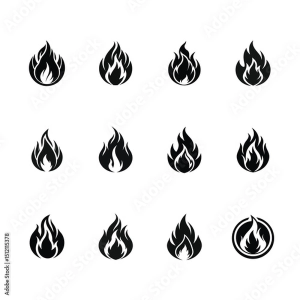 Fototapeta Fire Flame Icon Set Symbol of Fire